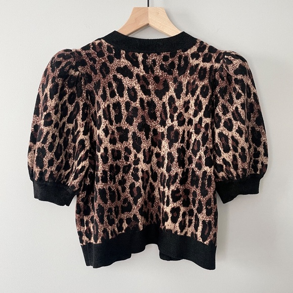 Alice + Olivia Leopard Print Cardigan - Black and Brown - Picture 8 of 13